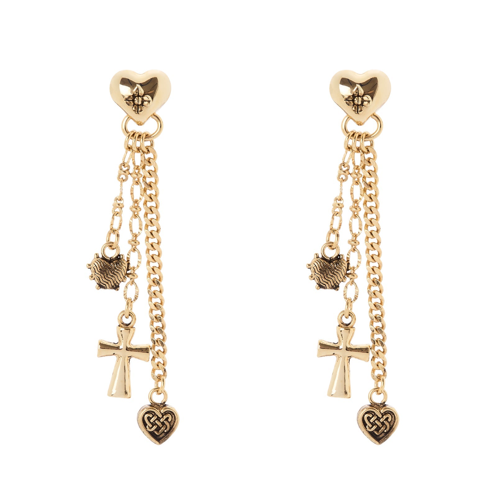 Orecchini cuore tre catenelle Naos - Oro - Sodini Bijoux