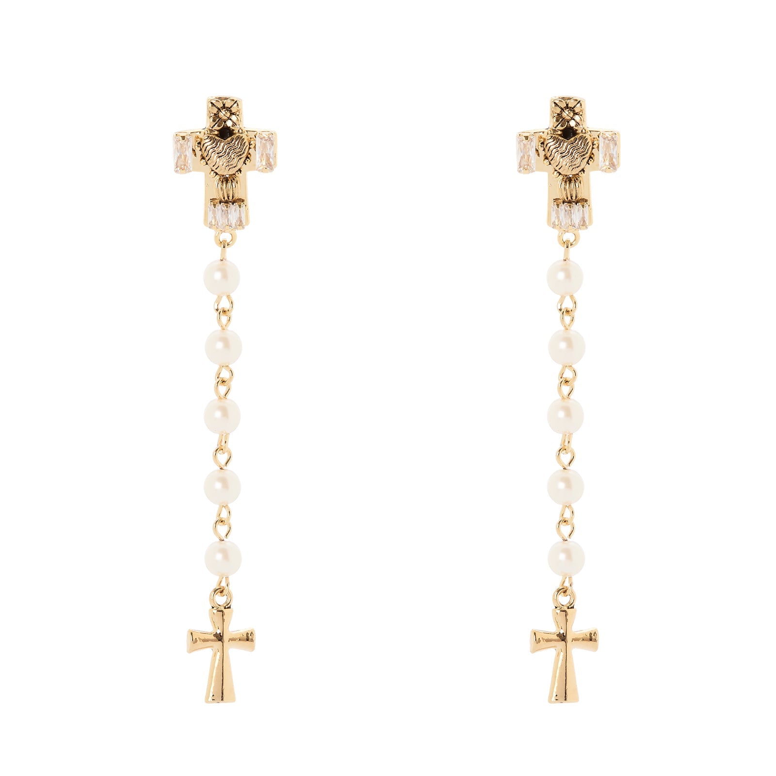 Orecchini lunghi due croci Naos - Bianco - Sodini Bijoux