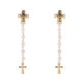 Orecchini lunghi due croci Naos - Rosa - Sodini Bijoux