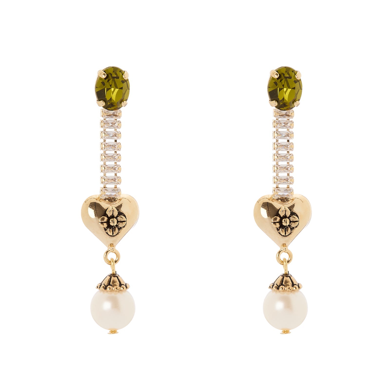 Orecchini cristallo cuore perla Naos - Oro - Sodini Bijoux