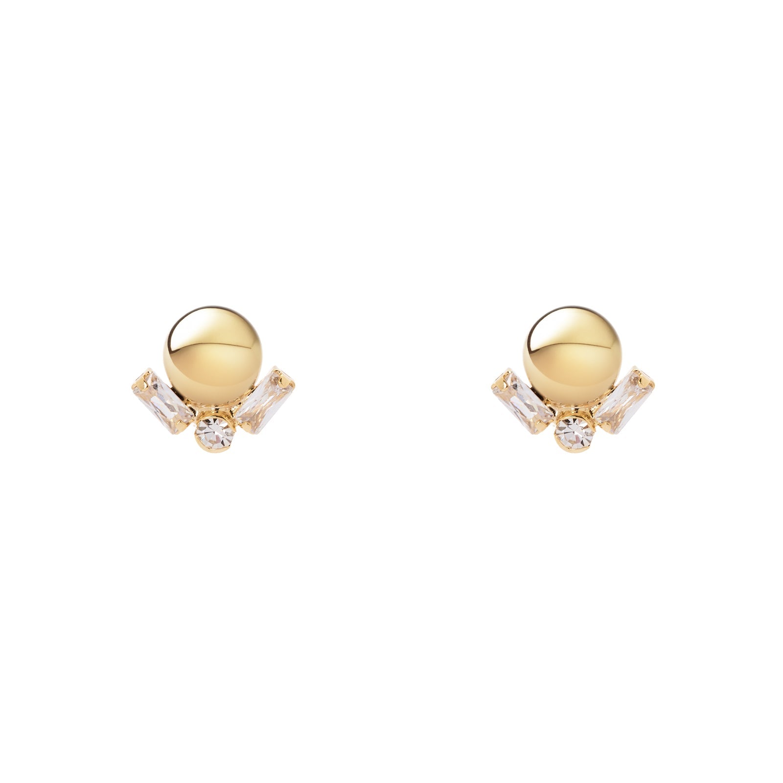 Piccoli orecchini sfera e tre cristalli Ember - Oro - Sodini Bijoux