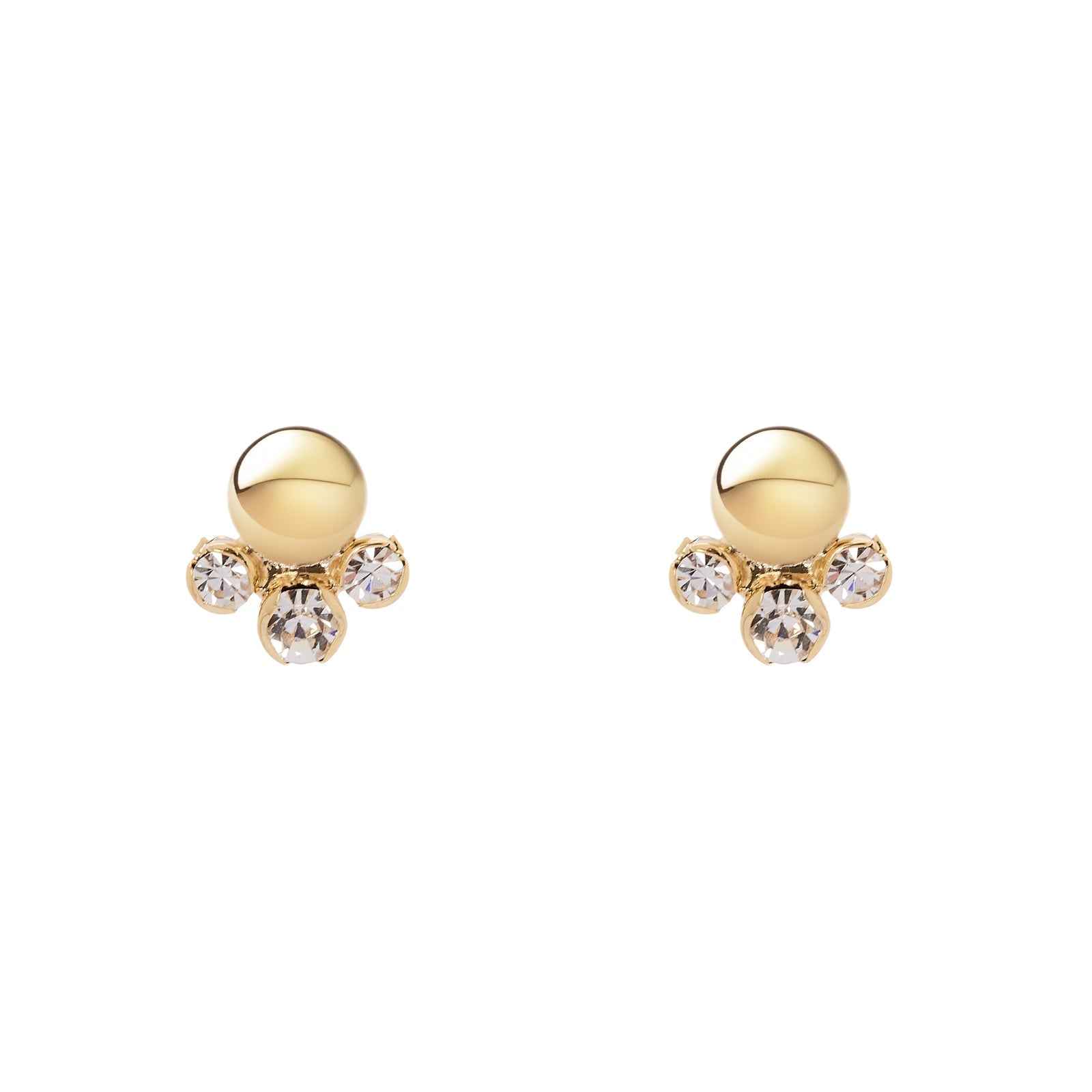 Piccoli orecchini sfera e tre cristalli tondi Ember - Oro - Sodini Bijoux