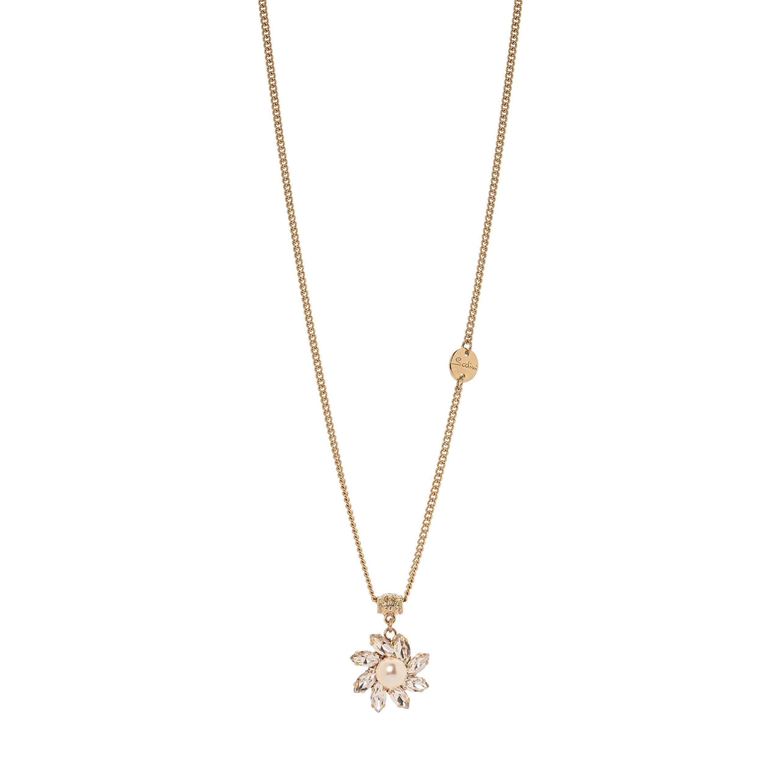 Collana con fiore e perla - Bianco - Sodini Bijoux