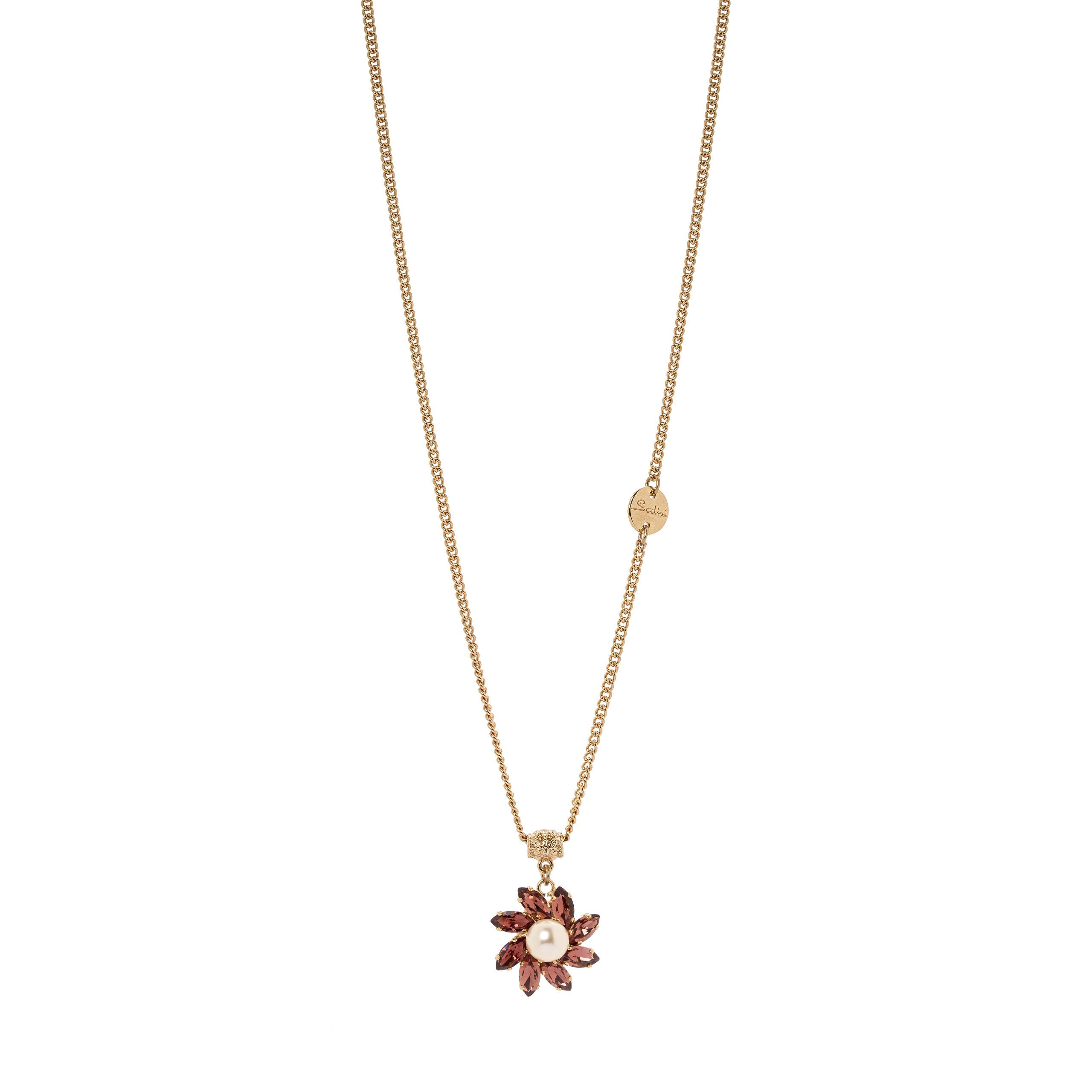 Collana con fiore e perla - Viola - Sodini Bijoux