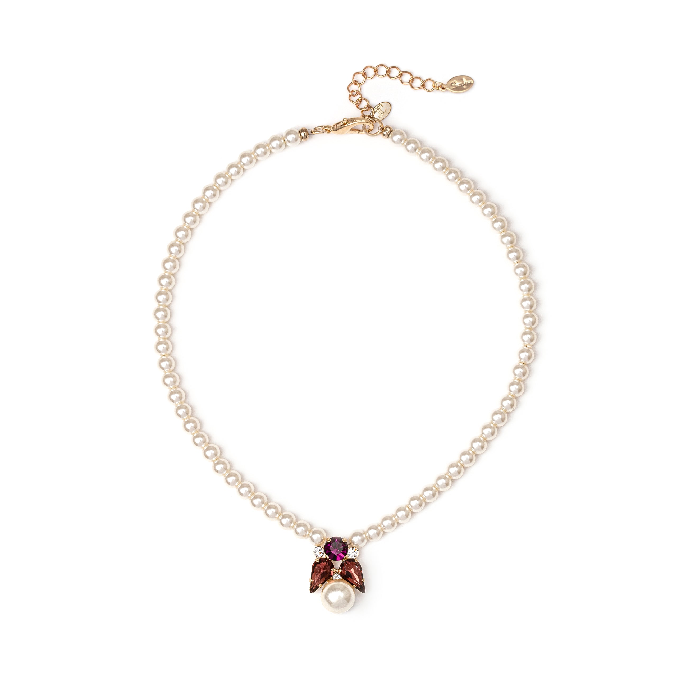 Collana perle con cristalli - Viola - Sodini Bijoux