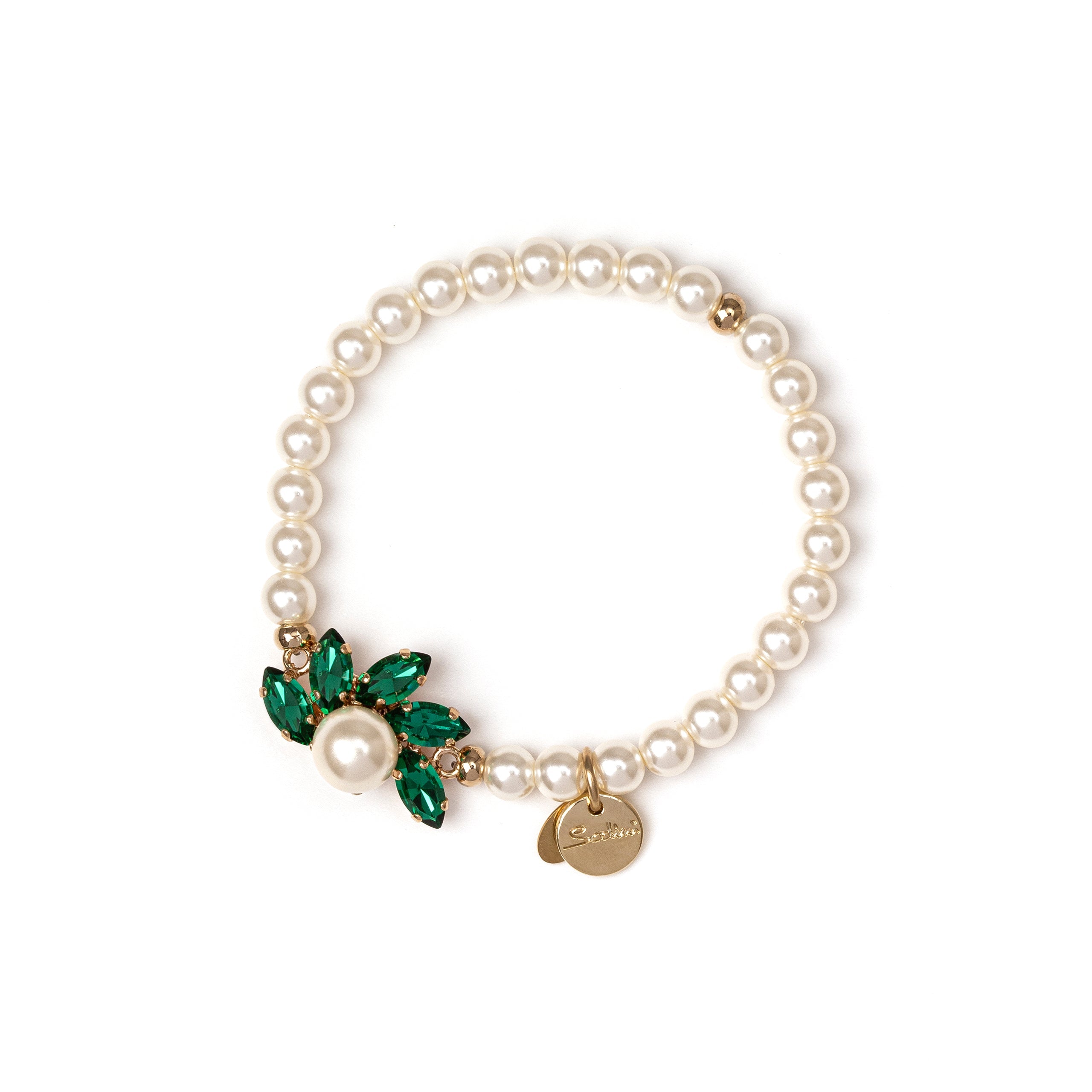 Bracciale perle con charm centrale - Verde - Sodini Bijoux