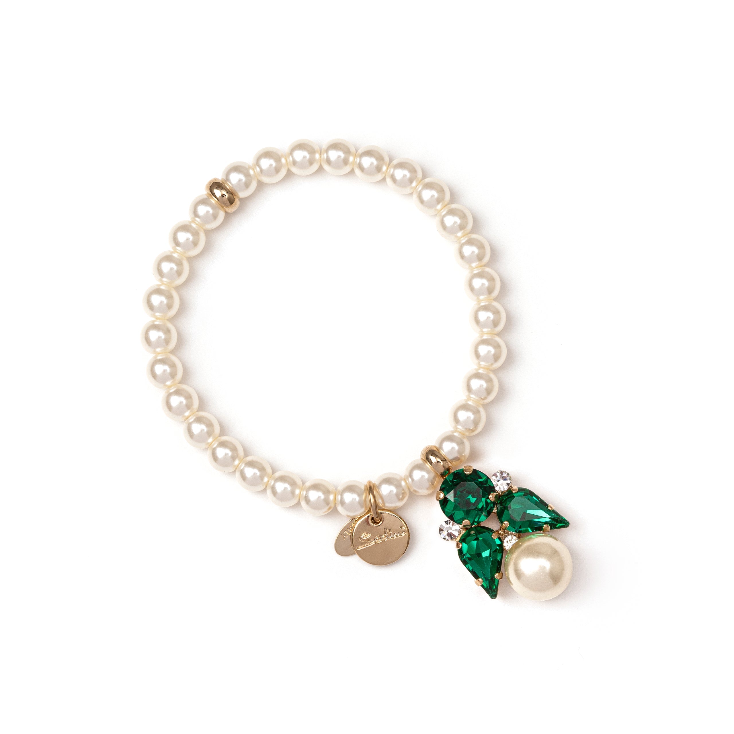 Bracciale in perle pendente - Verde - Sodini Bijoux