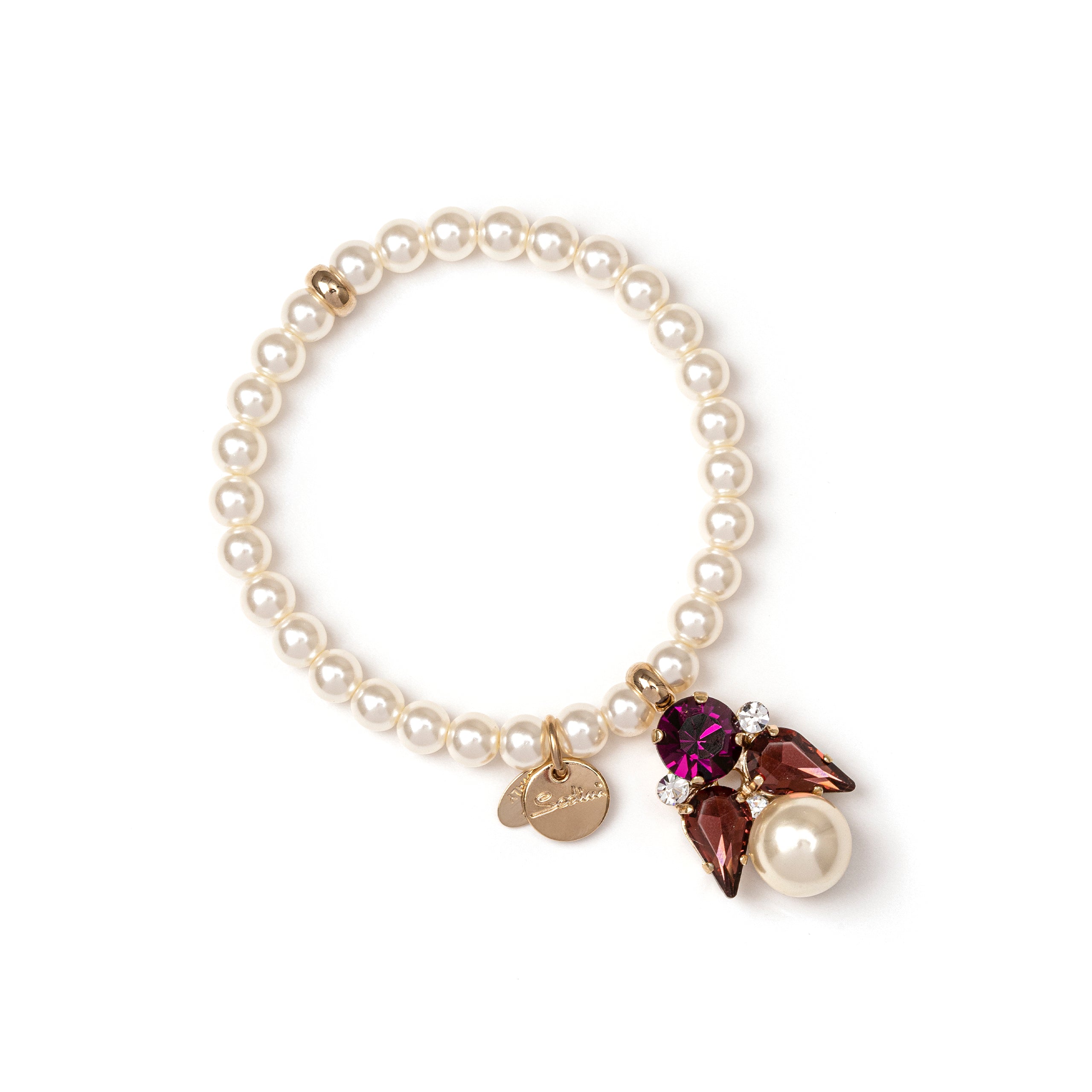 Bracciale in perle pendente - Viola - Sodini Bijoux