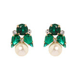 Orecchini con cristalli e perla - Verde - Sodini Bijoux