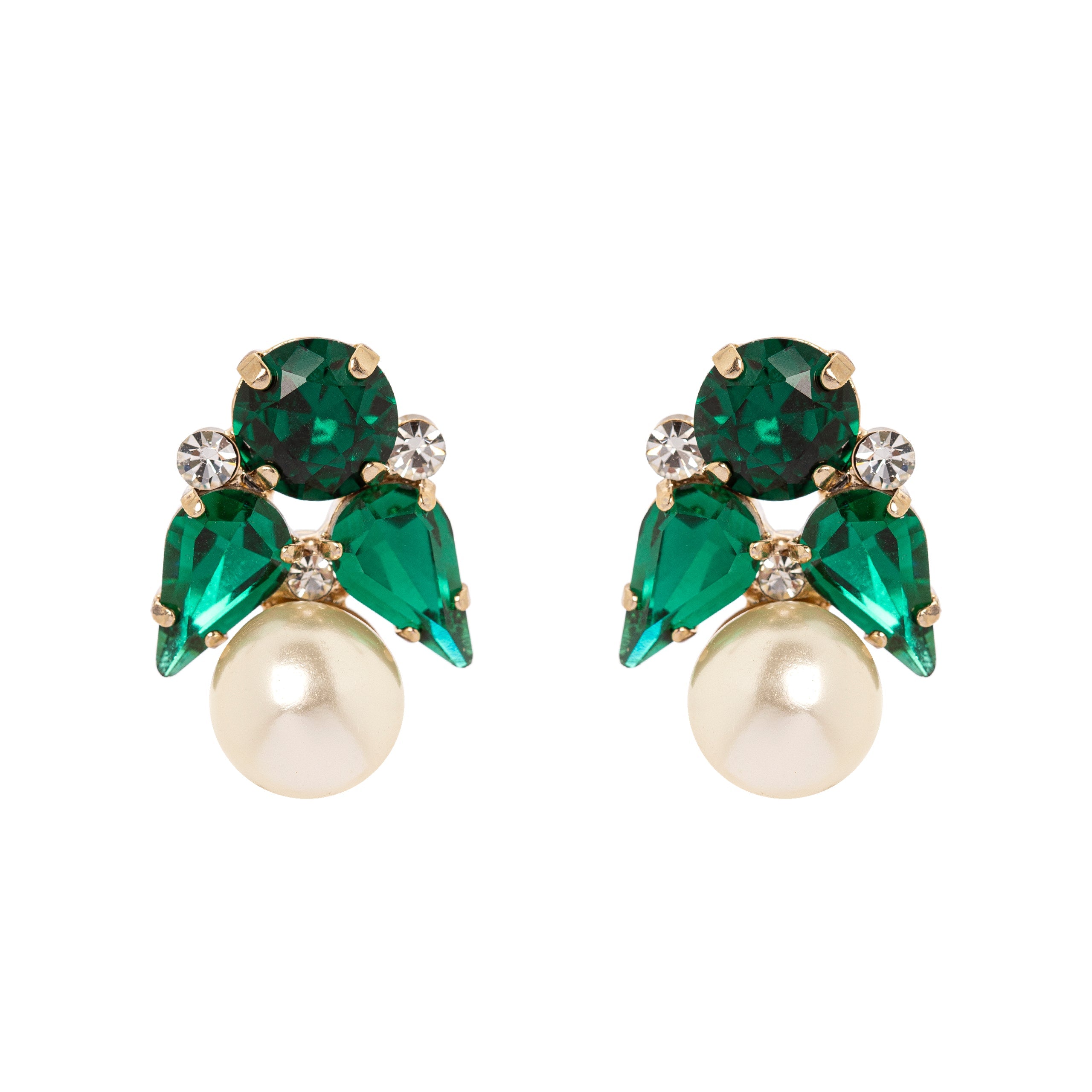 Orecchini con cristalli e perla - Verde - Sodini Bijoux