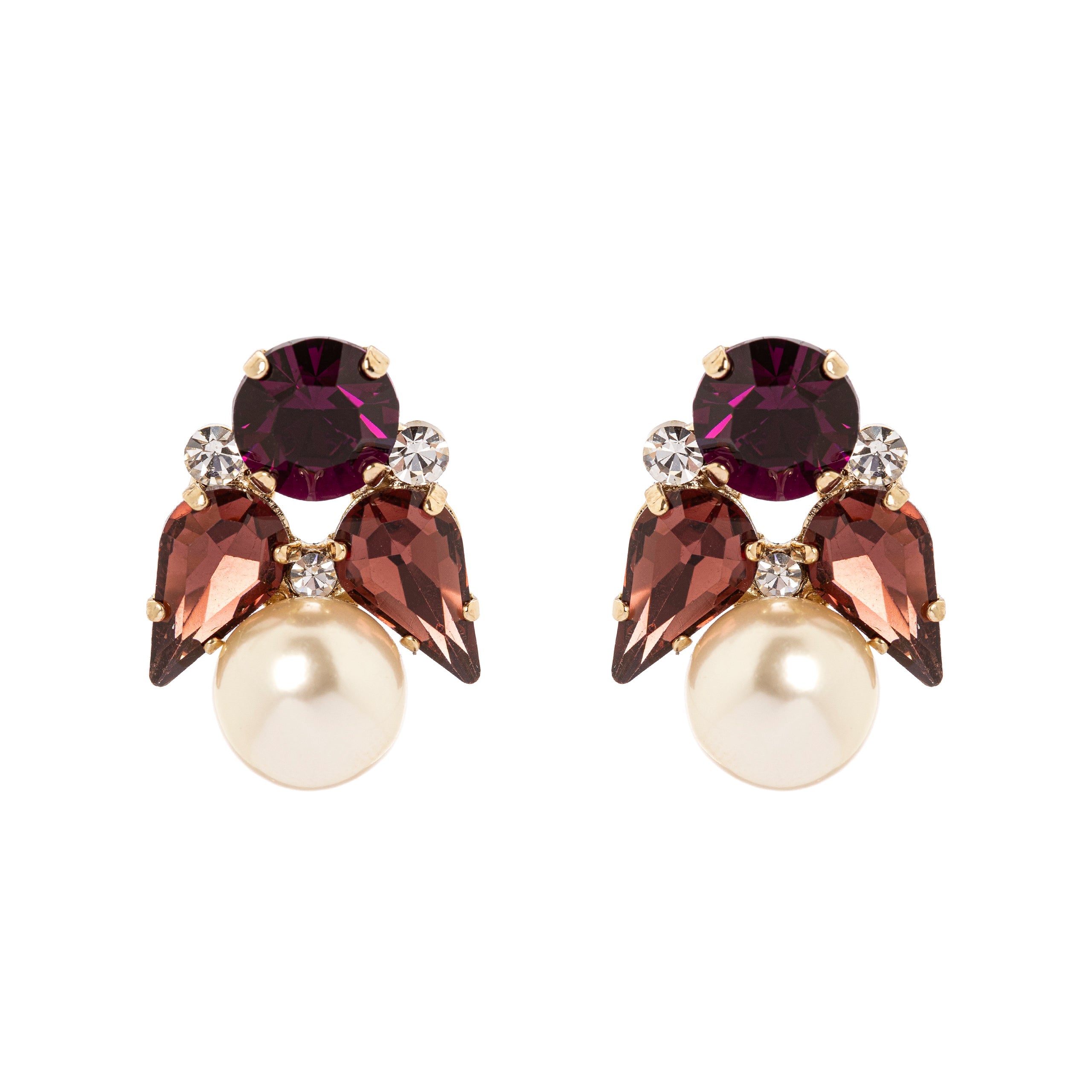 Orecchini con cristalli e perla - Viola - Sodini Bijoux