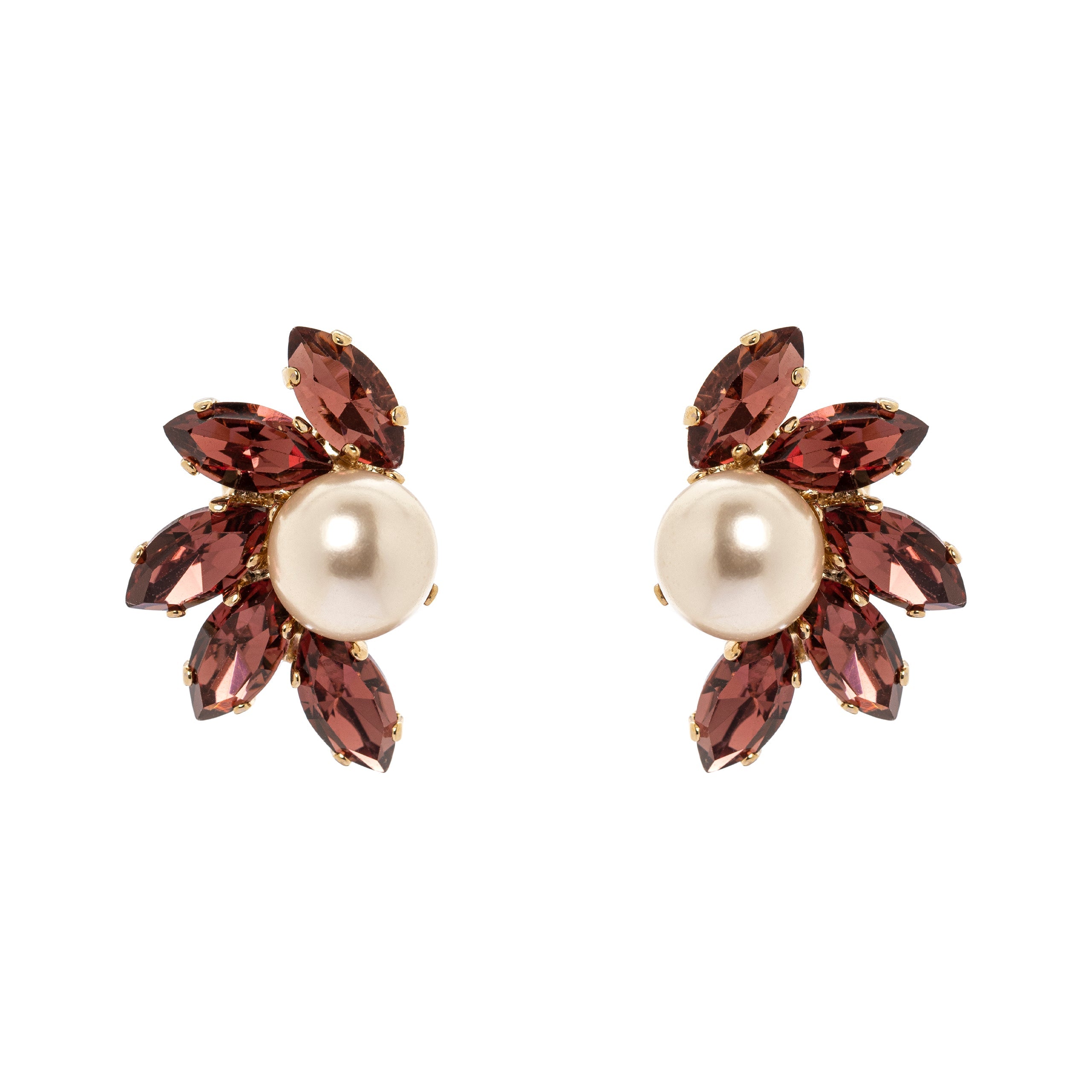 Orecchini con perla centrale e cristalli - Viola - Sodini Bijoux