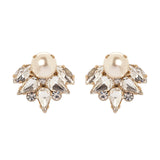 Orecchini di  cristalli con perla centrale - Bianco - Sodini Bijoux
