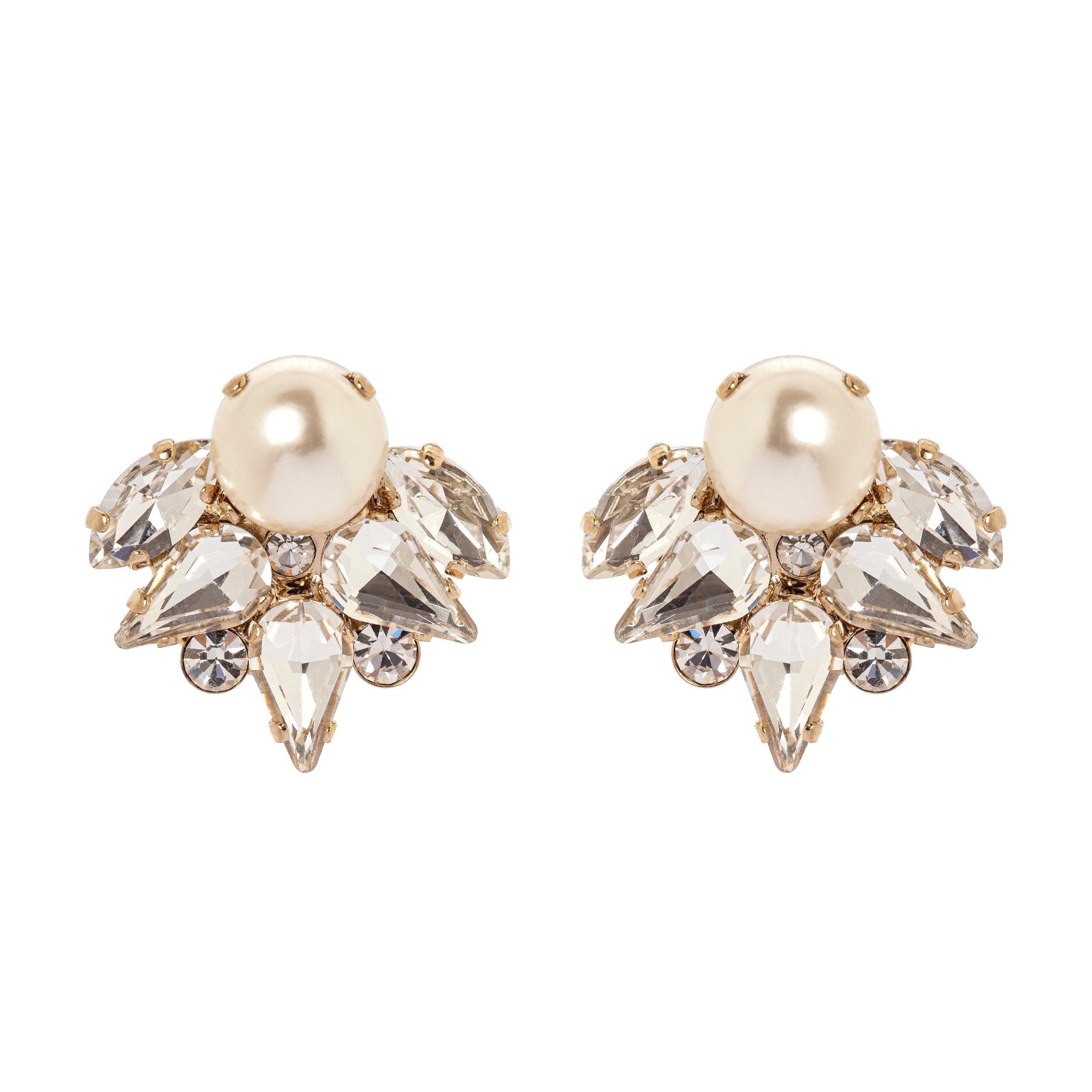 Orecchini di  cristalli con perla centrale - Bianco - Sodini Bijoux