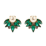 Orecchini di  cristalli con perla centrale - Verde - Sodini Bijoux