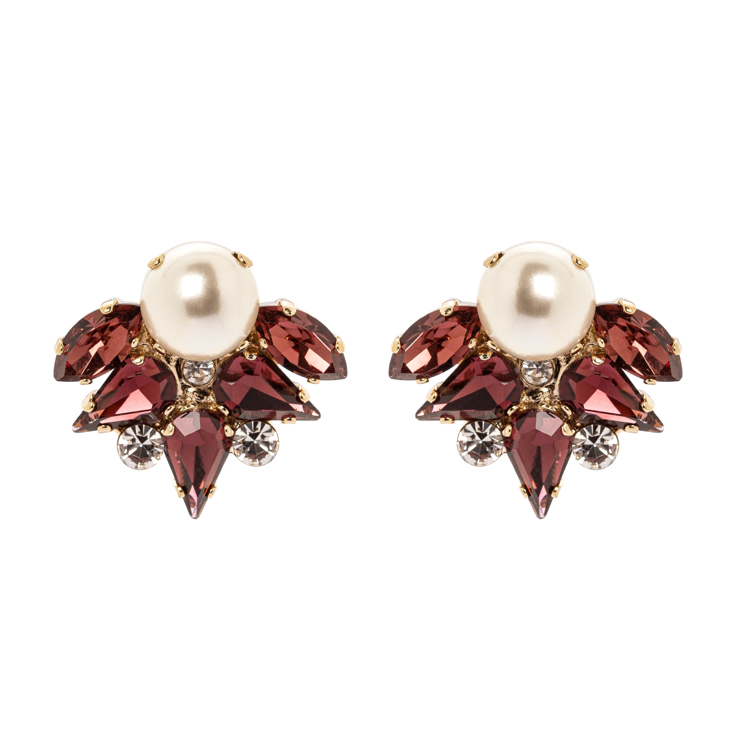 Orecchini con cristalli e perla centrale - Viola - Sodini Bijoux