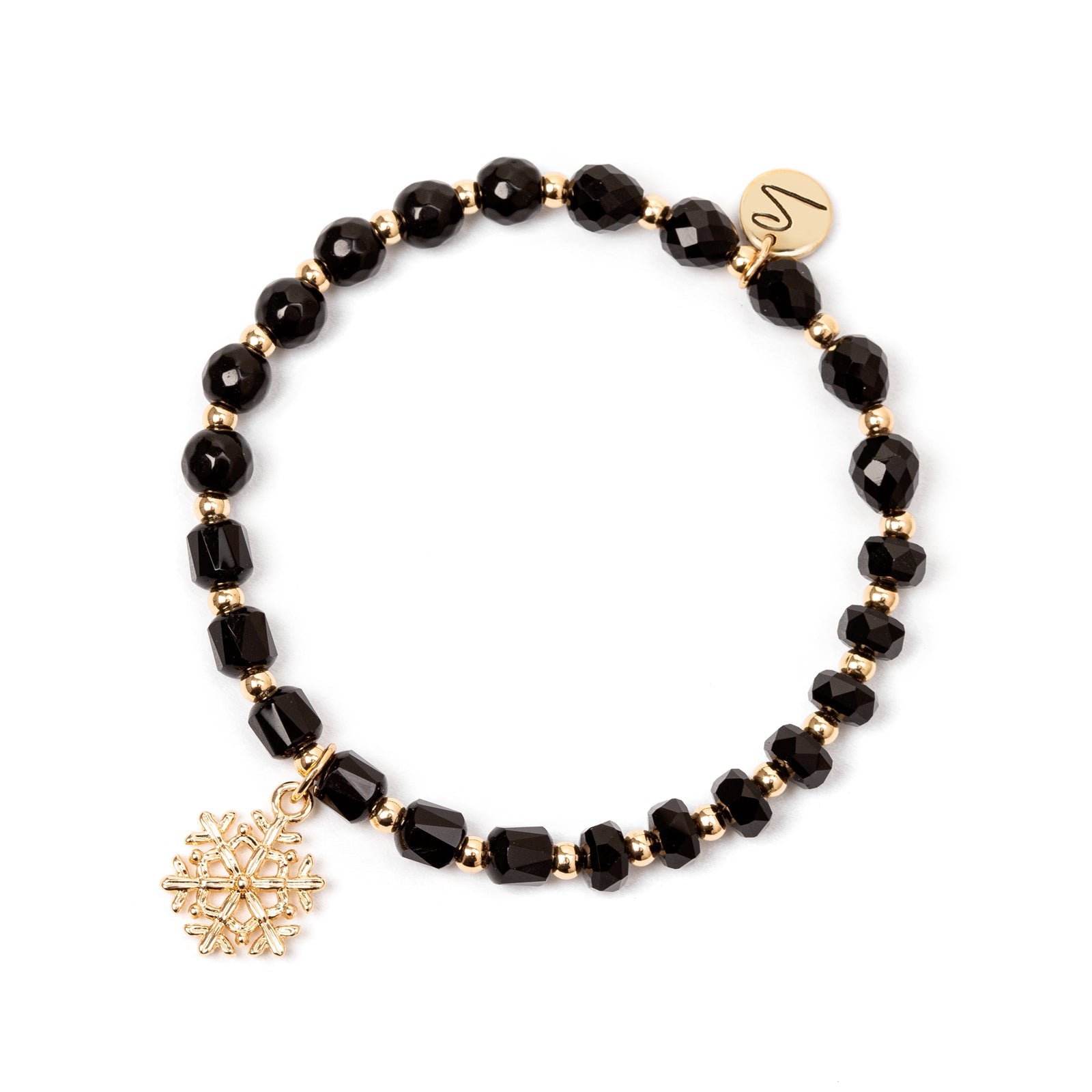 Bracciale elastico con fiocco di neve Samarcanda - Nero - Sodini Bijoux