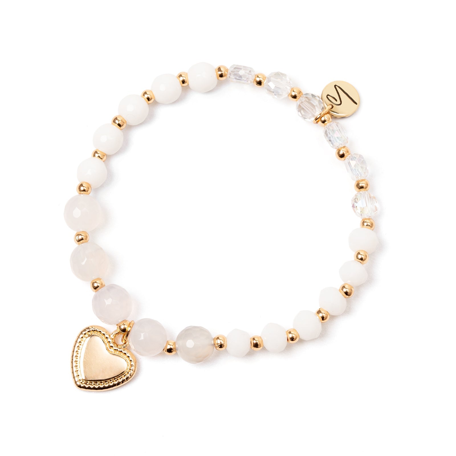 Bracciale elastico con cuore Samarcanda - Bianco - Sodini Bijoux