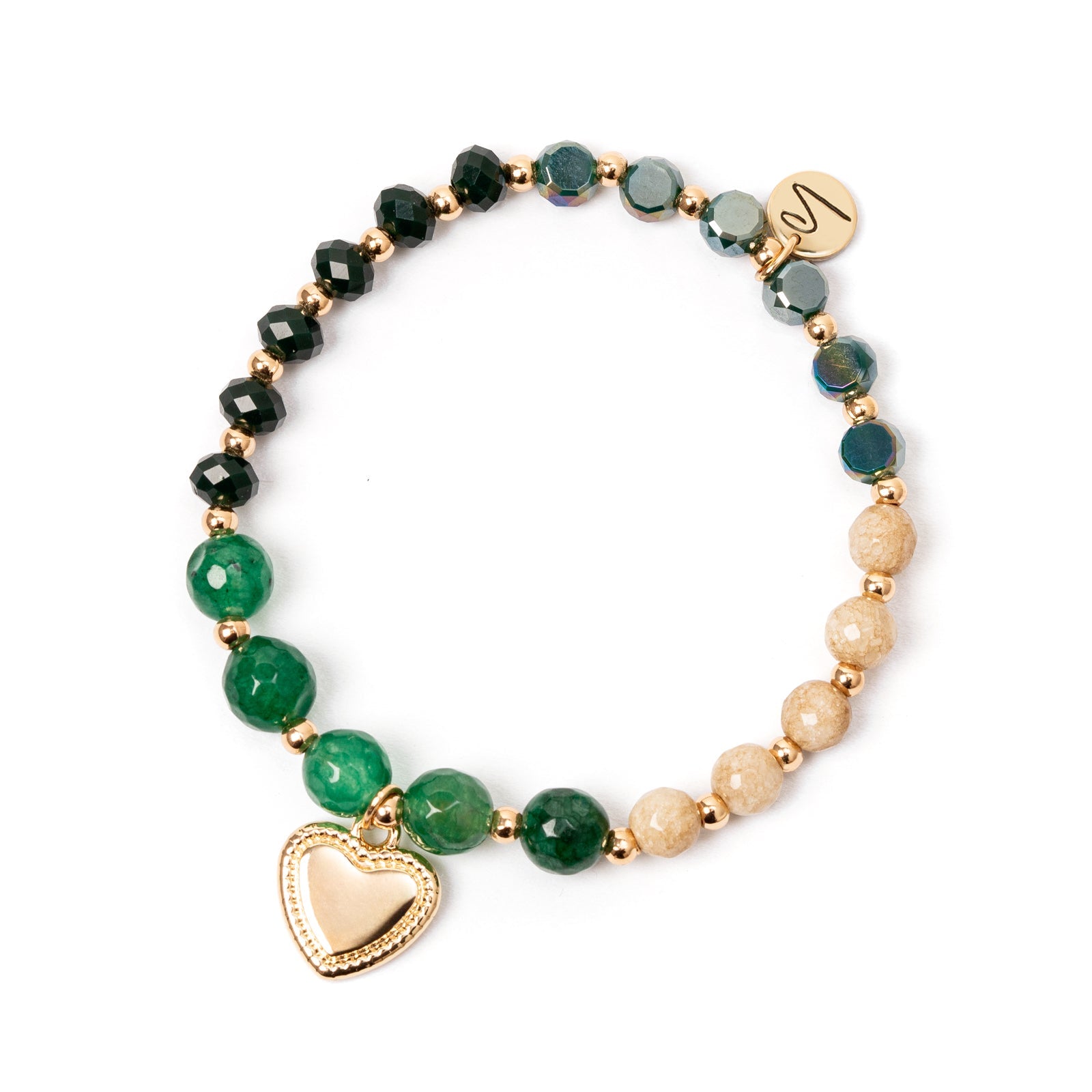 Bracciale elastico con cuore Samarcanda - Verde - Sodini Bijoux