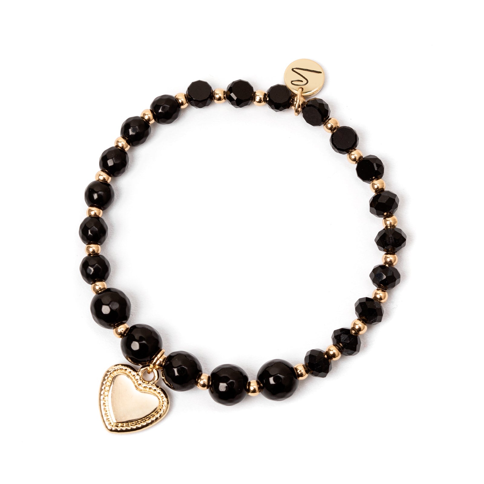 Bracciale elastico con cuore Samarcanda - Nero - Sodini Bijoux