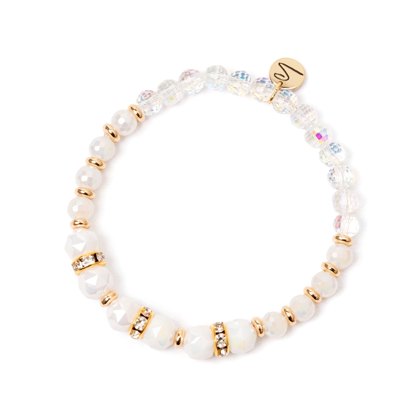 Bracciale elastico con anellini di strass Samarcanda - Bianco - Sodini Bijoux