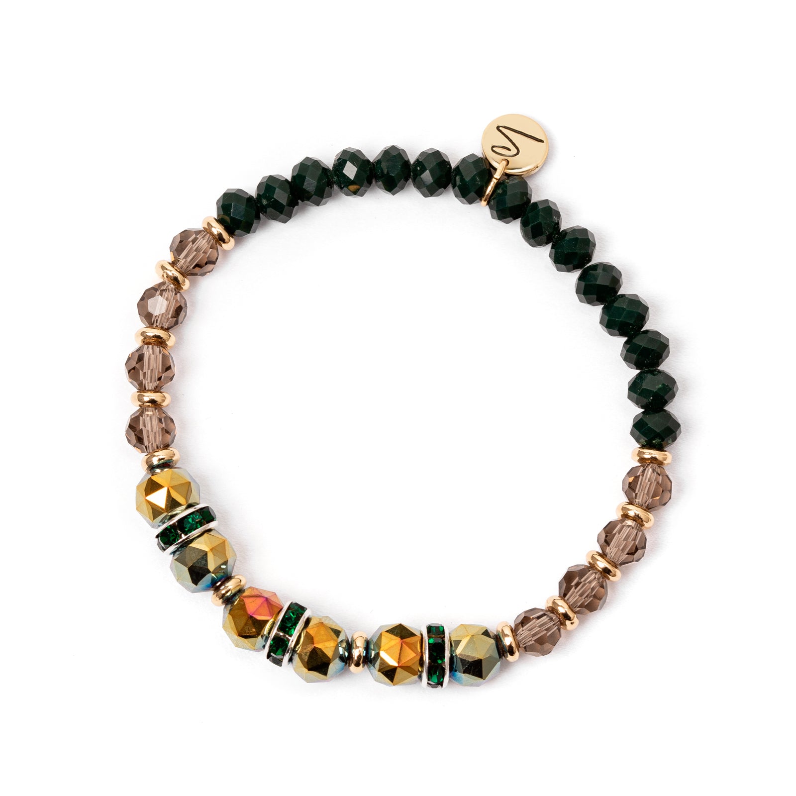 Bracciale elastico con anellini di strass Samarcanda - Verde - Sodini Bijoux