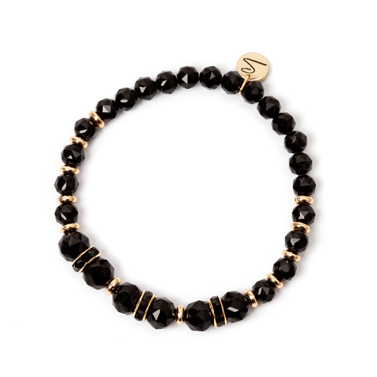 Bracciale elastico con anellini di strass Samarcanda - Nero - Sodini Bijoux