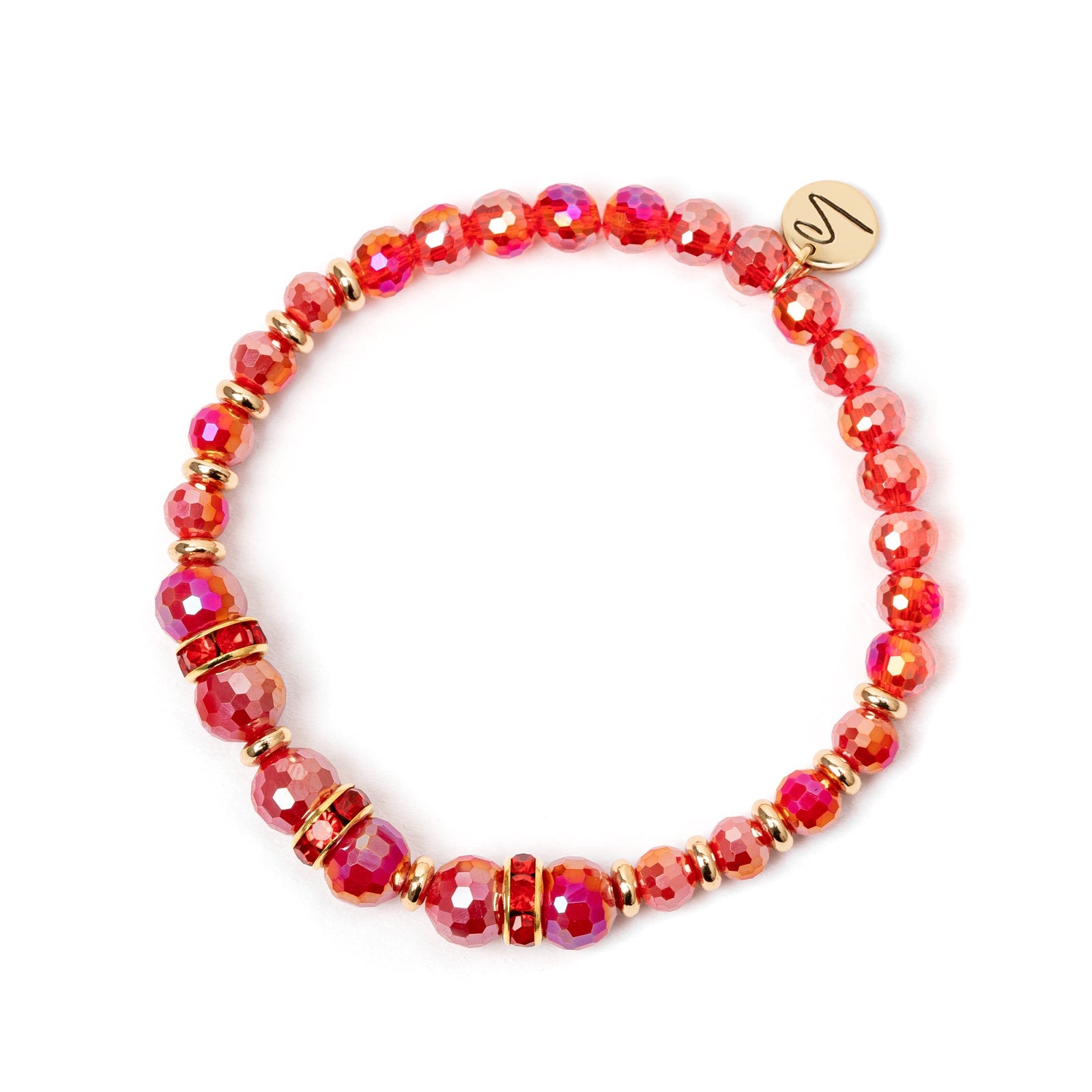 Bracciale elastico con anellini di strass Samarcanda - Rosso - Sodini Bijoux