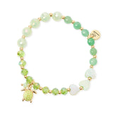 Bracciale elastico cuoricini perline e tartarughina Kay - Verde - Sodini Bijoux