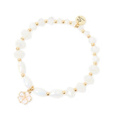 Bracciale elastico boule sfaccettate, perline e fiorellino Kai - Bianco - Sodini Bijoux