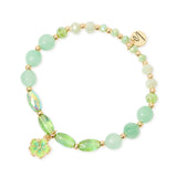 Bracciale elastico boule sfaccettate, perline e fiorellino Kai - Verde - Sodini Bijoux