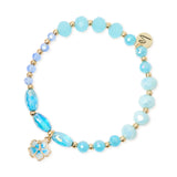 Bracciale elastico boule sfaccettate, perline e fiorellino Kai - Turchese - Sodini Bijoux