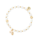 Bracciale elastico perline, conchigliette e camaleonte Kai - Bianco - Sodini Bijoux