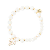 Bracciale elastico perline, anellini e palma Kai - Bianco - Sodini Bijoux