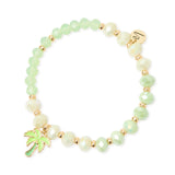 Bracciale elastico perline, anellini e palma Kay - Verde - Sodini Bijoux