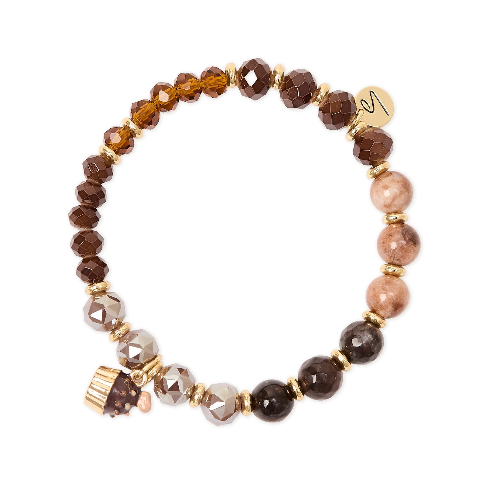 Bracciale elastico con charm cupcake Cherie - Marrone - Sodini Bijoux