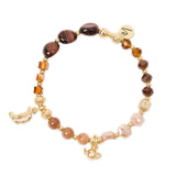Bracciale elastico con doppio charm Cherie - Marrone - Sodini Bijoux