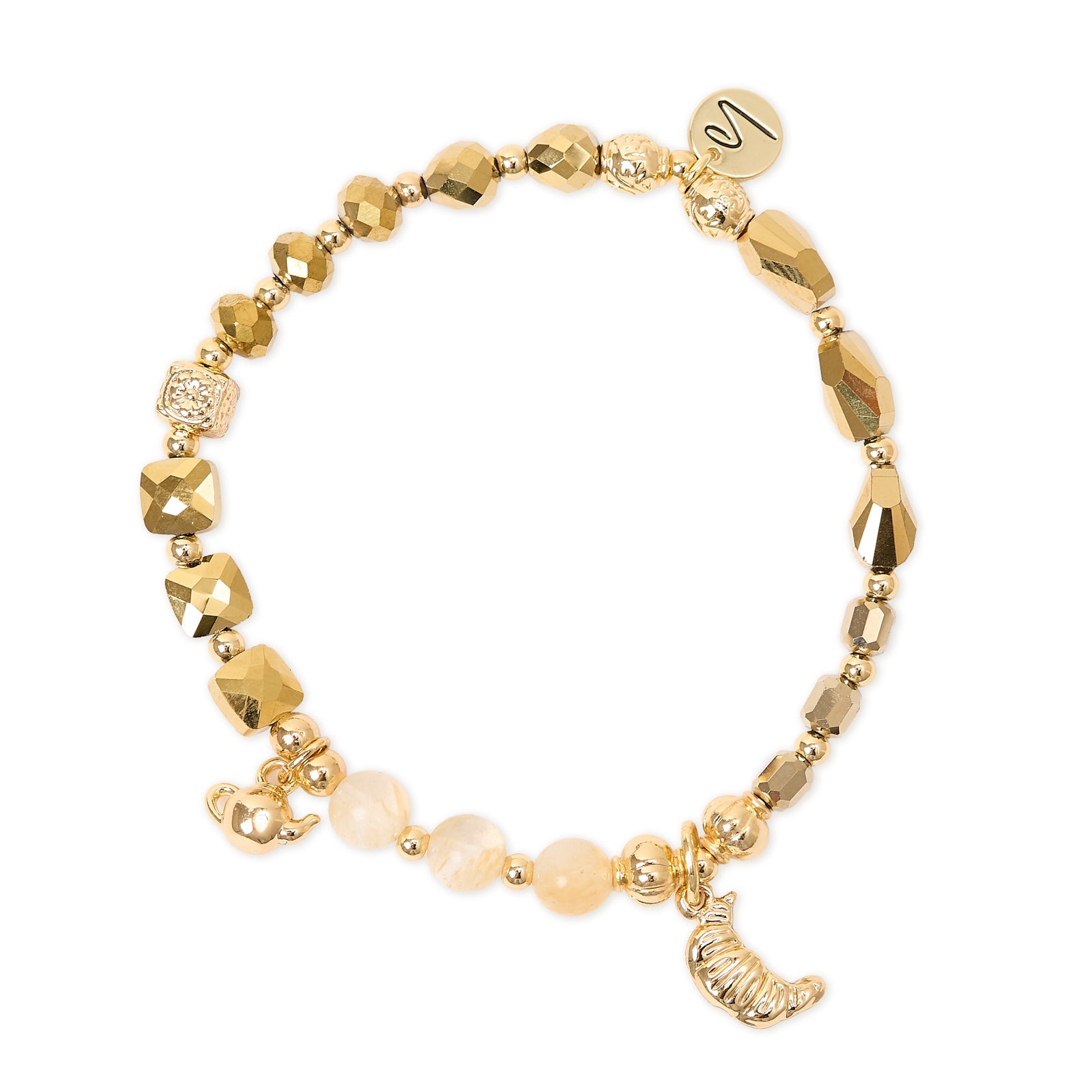 Bracciale elastico con doppio charm Cherie - Oro - Sodini Bijoux