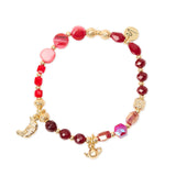 Bracciale elastico con doppio charm Cherie - Rosso - Sodini Bijoux