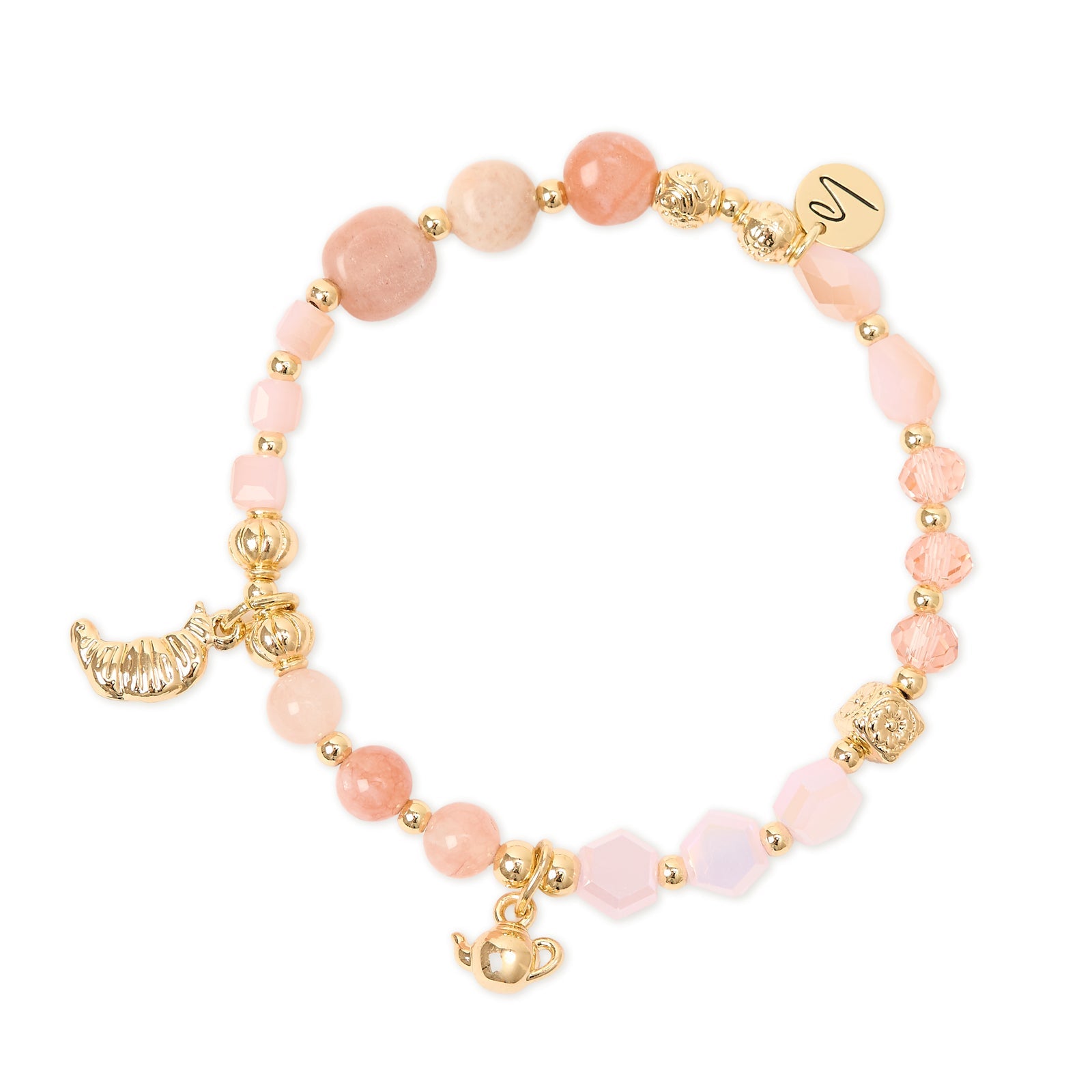 Bracciale elastico con doppio charm Cherie - Rosa - Sodini Bijoux