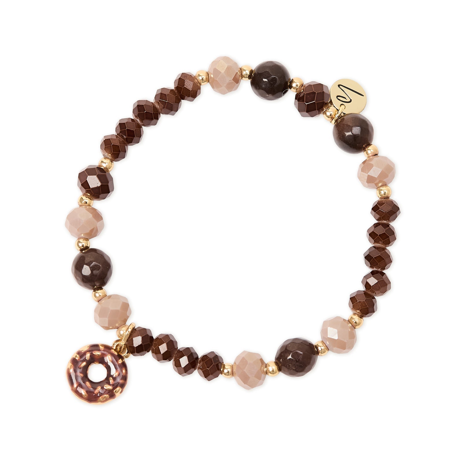 Bracciale elastico con charm donut Cherie - Marrone - Sodini Bijoux