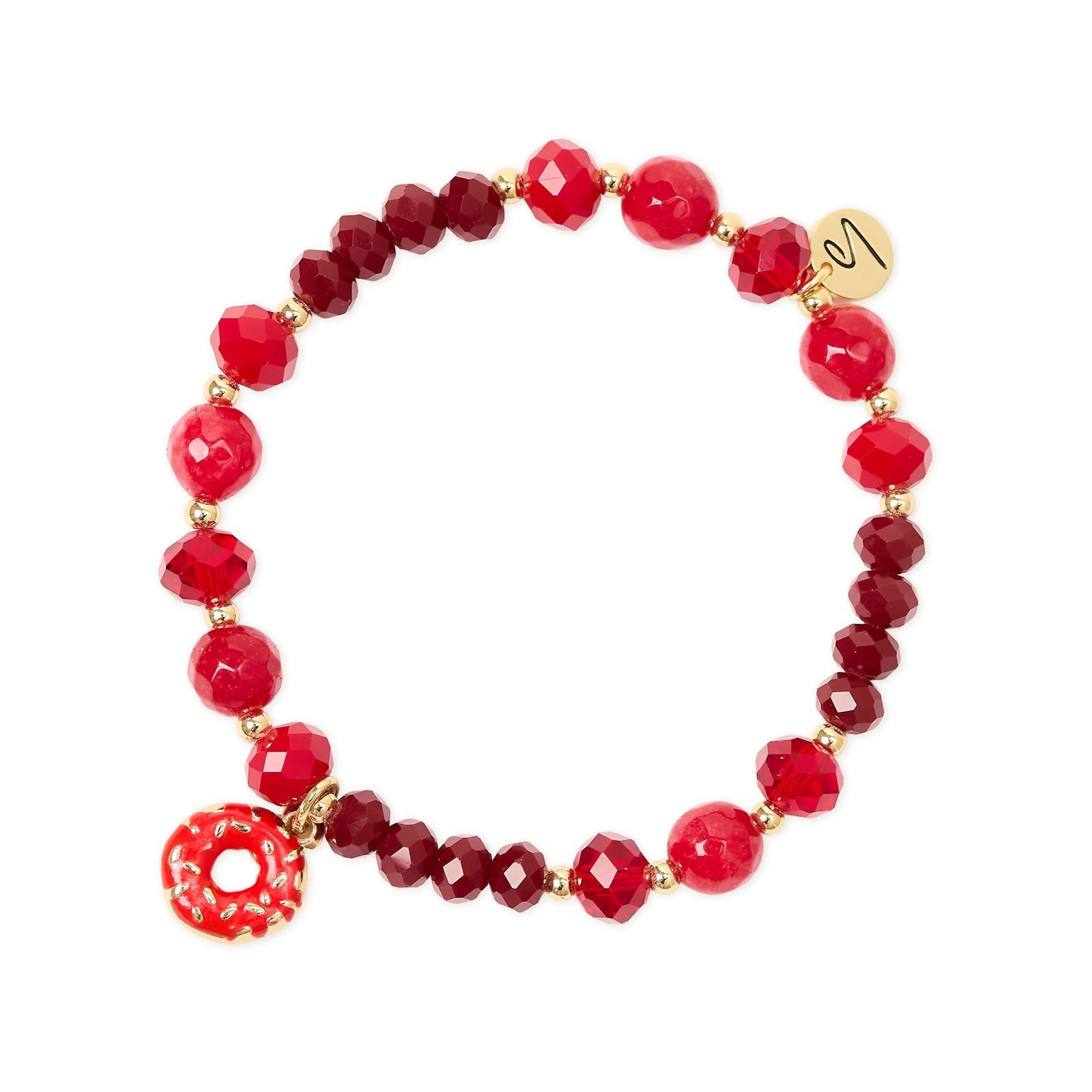 Bracciale elastico con charm donut Cherie - Rosso - Sodini Bijoux