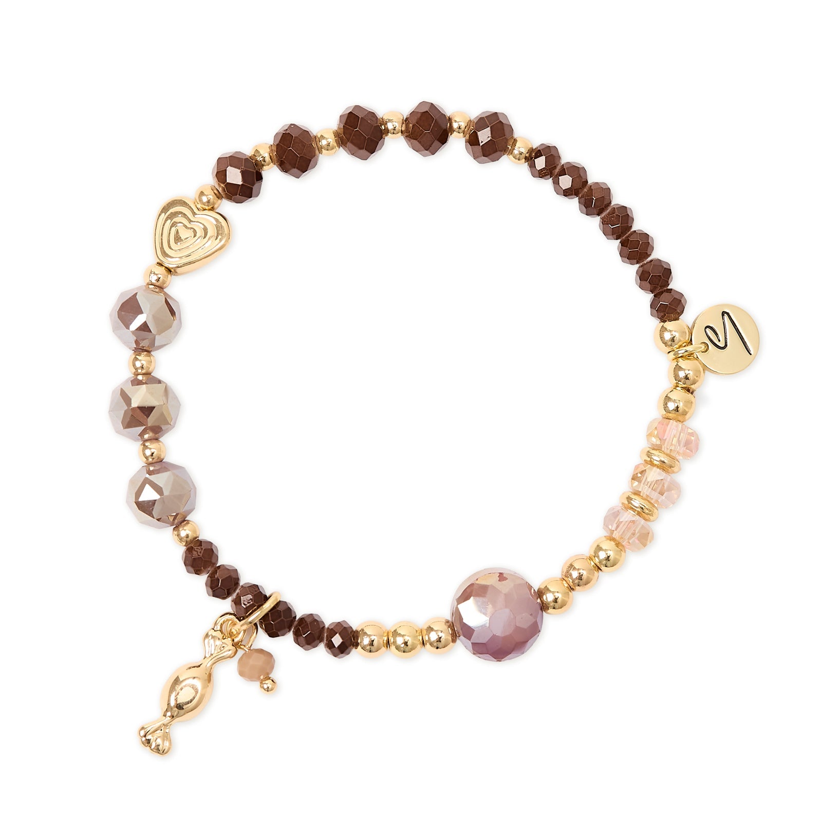 Bracciale elastico con charm caramella Cherie - Marrone - Sodini Bijoux