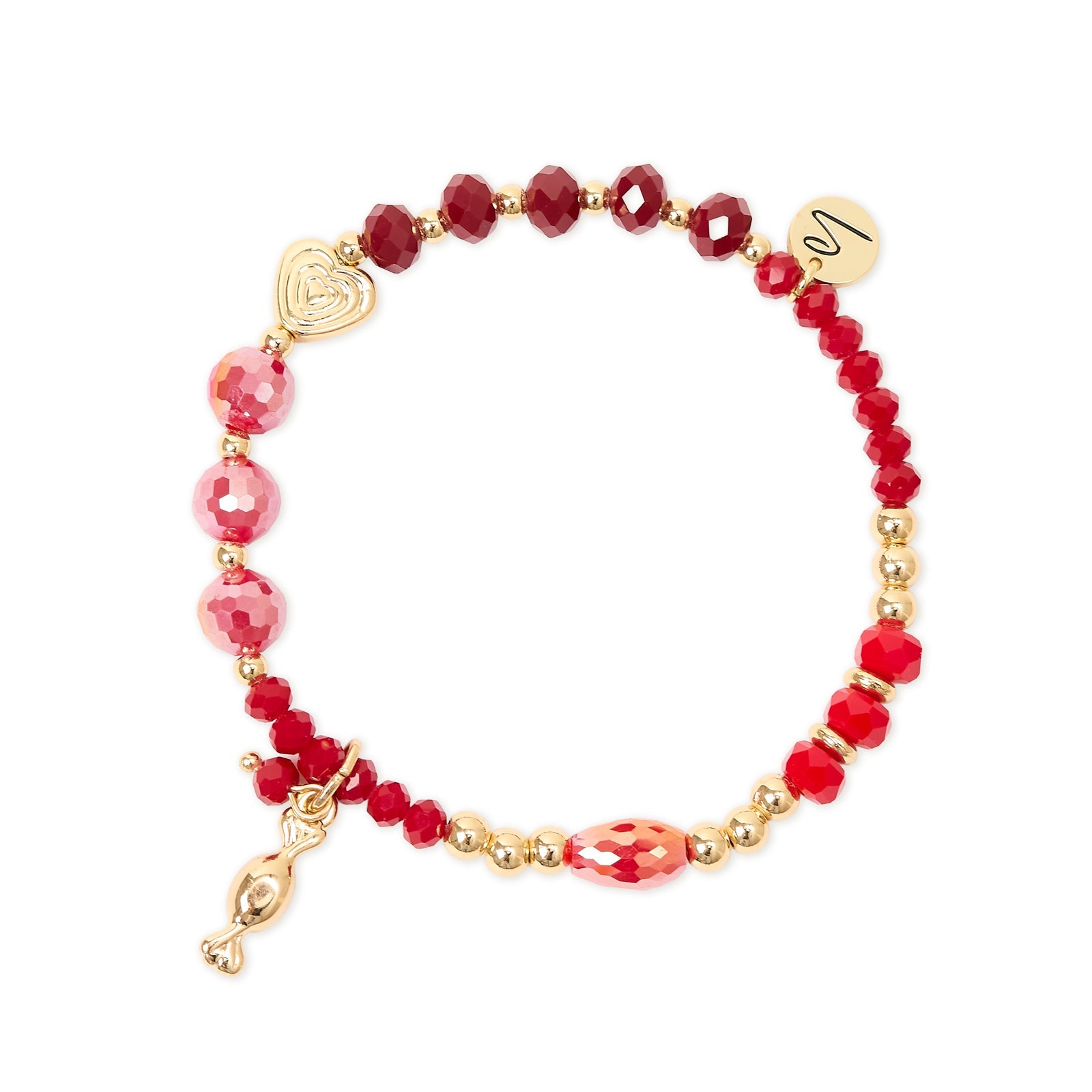 Bracciale elastico con charm caramella Cherie - Rosso - Sodini Bijoux