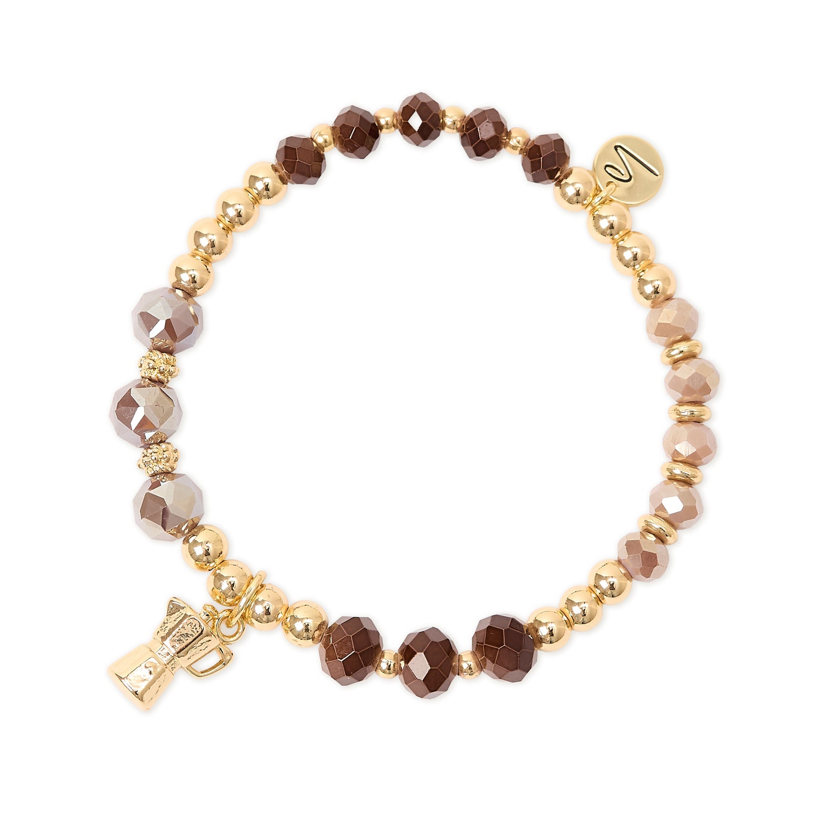 Bracciale elastico con charm moka Cherie - Marrone - Sodini Bijoux