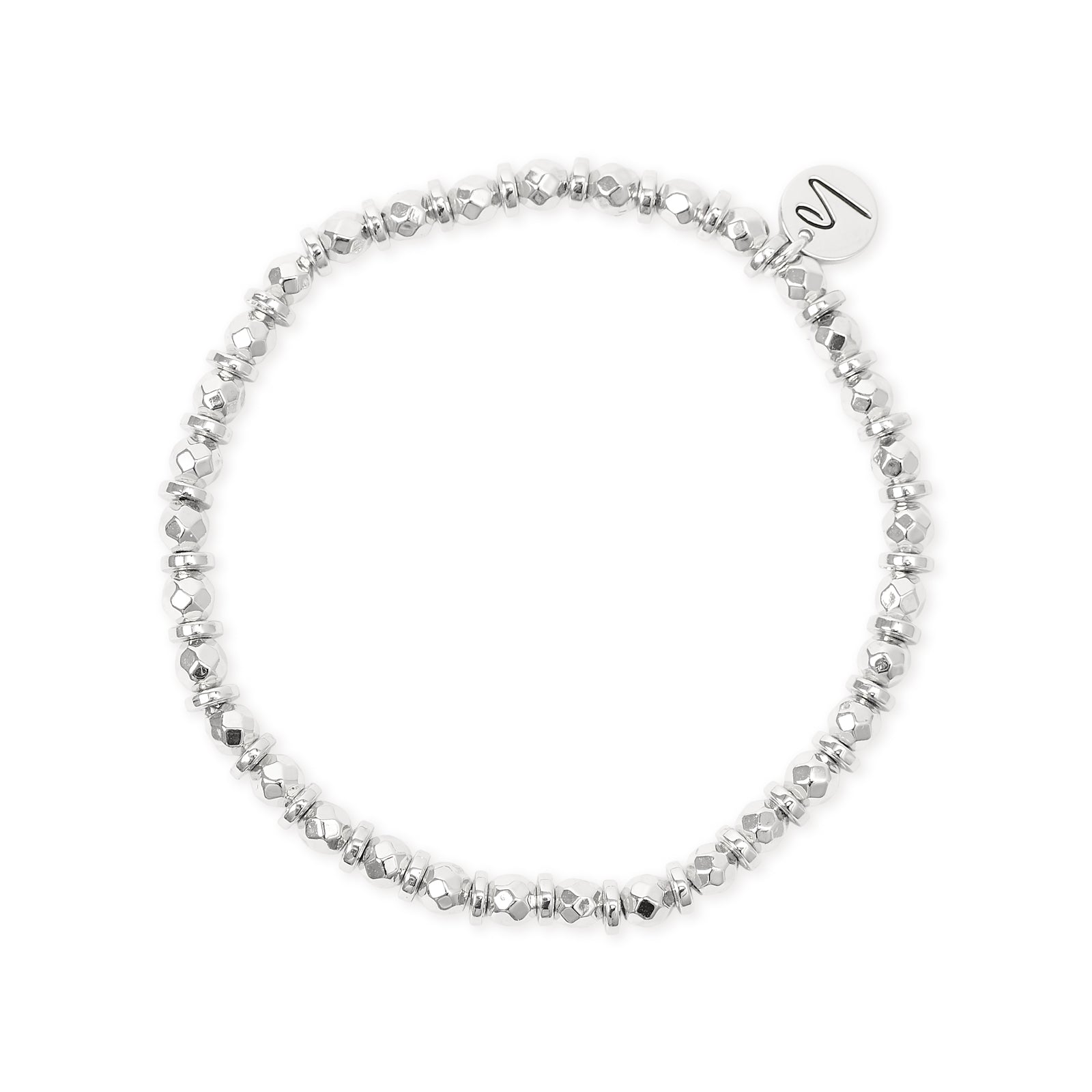 Bracciale elastico anellini sfere sfaccettate Agafay - Argento - Sodini Bijoux