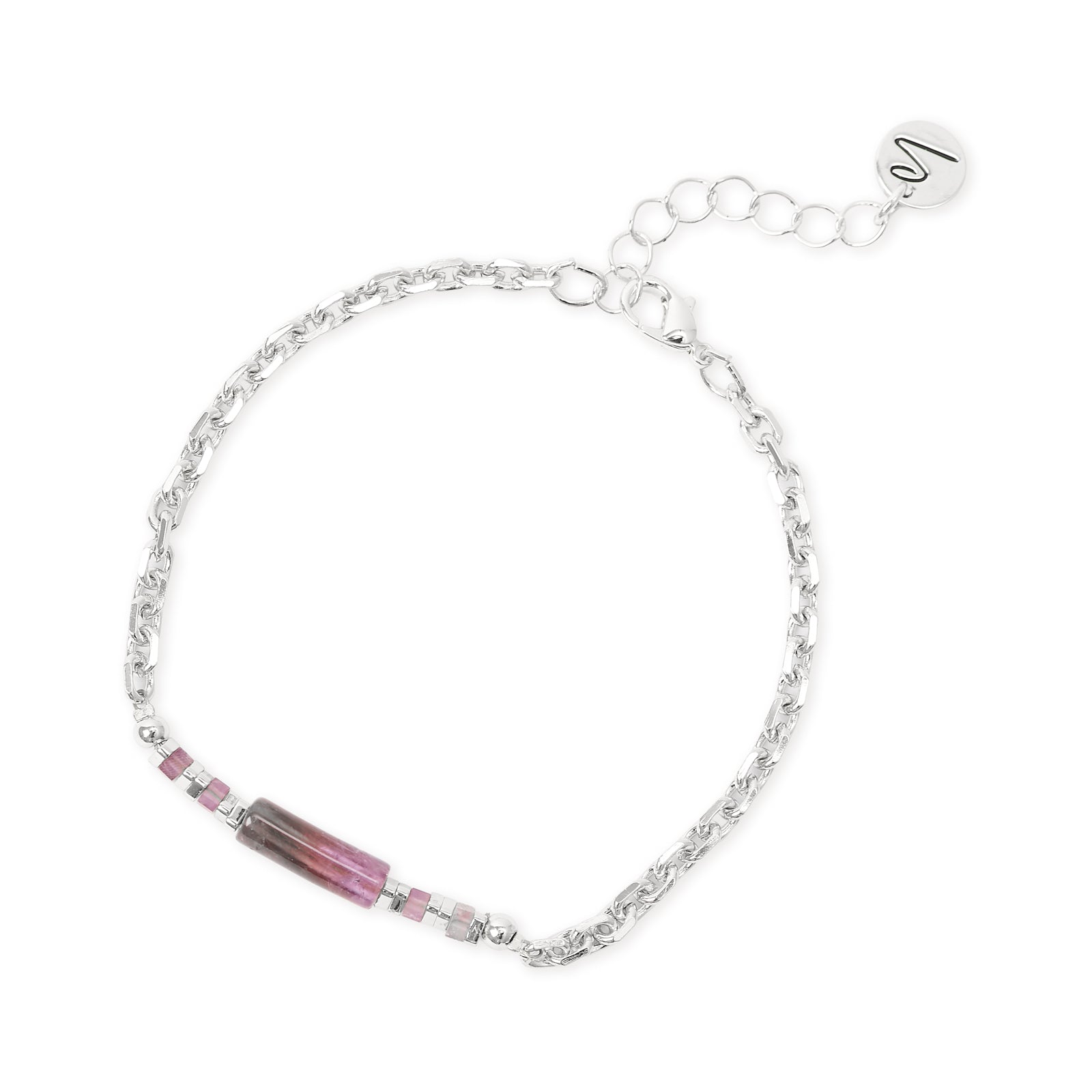 Bracciale catena mattoncini cilindretto Agafay - Argento - Sodini Bijoux