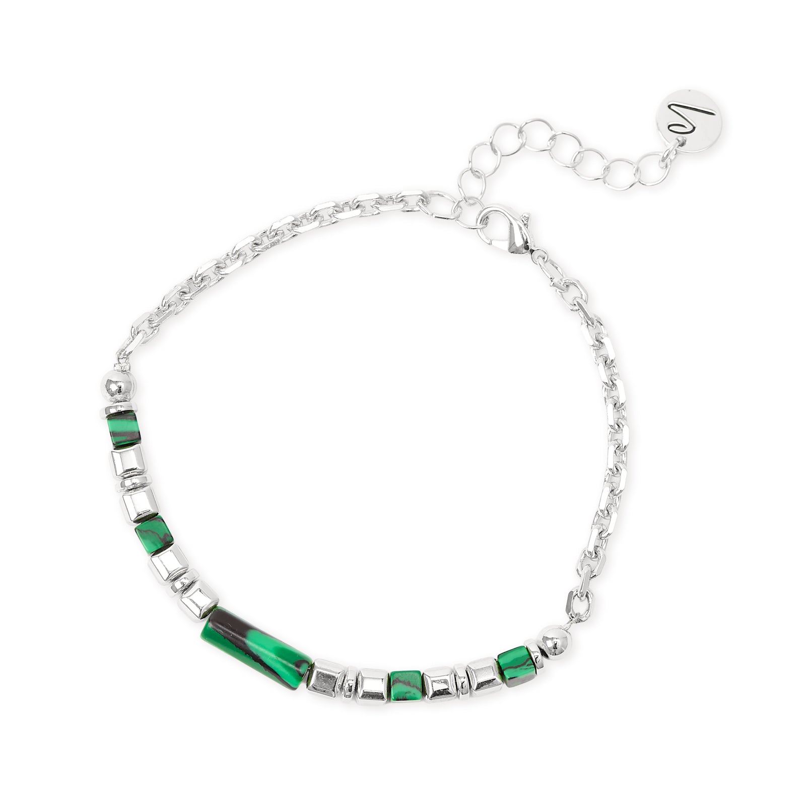 Bracciale catena cubetti anellini cilindretto Agafay - Argento - Sodini Bijoux