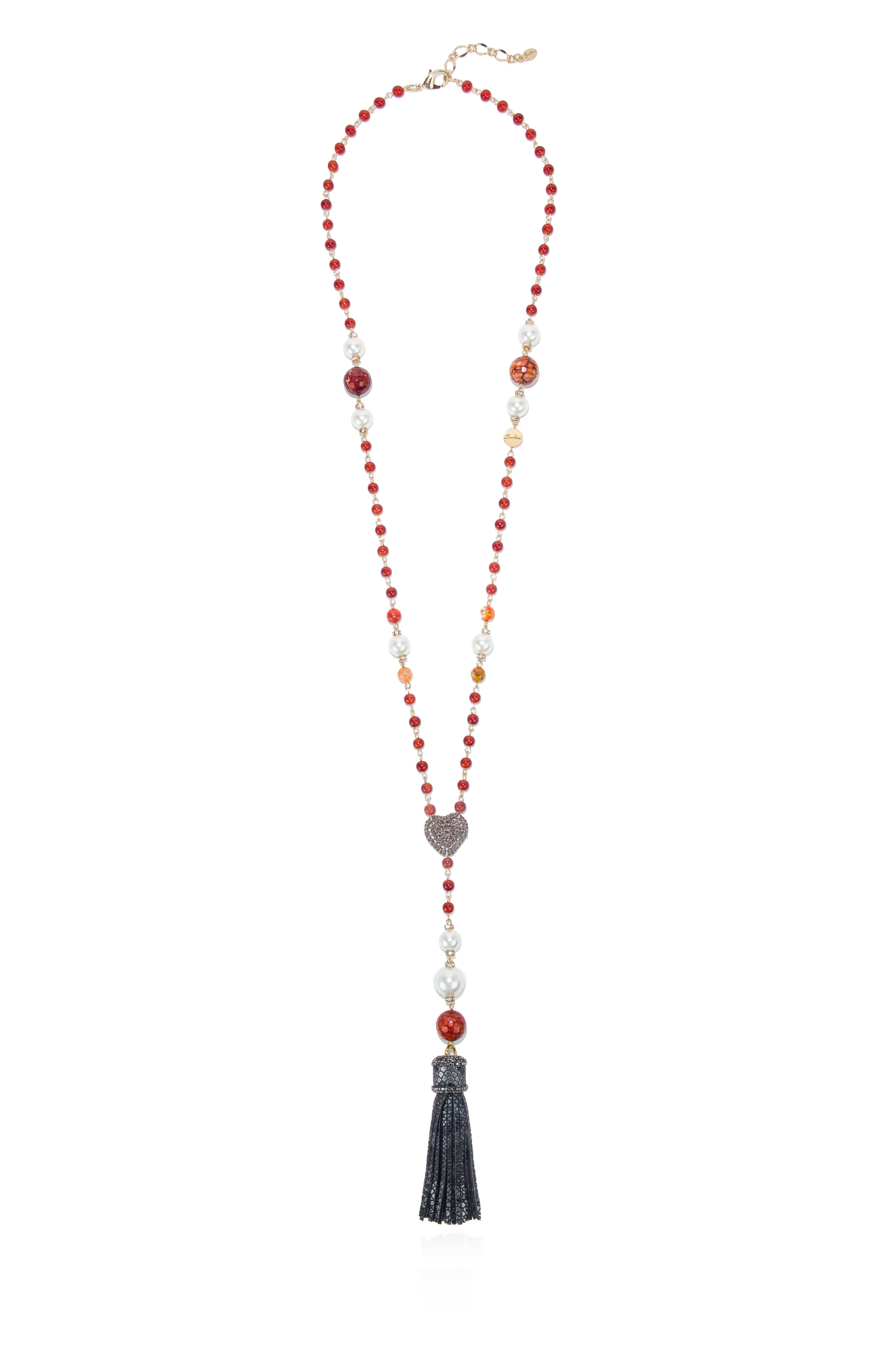 Lunga collana modello a Y Nirvana - Marrone - Sodini Bijoux