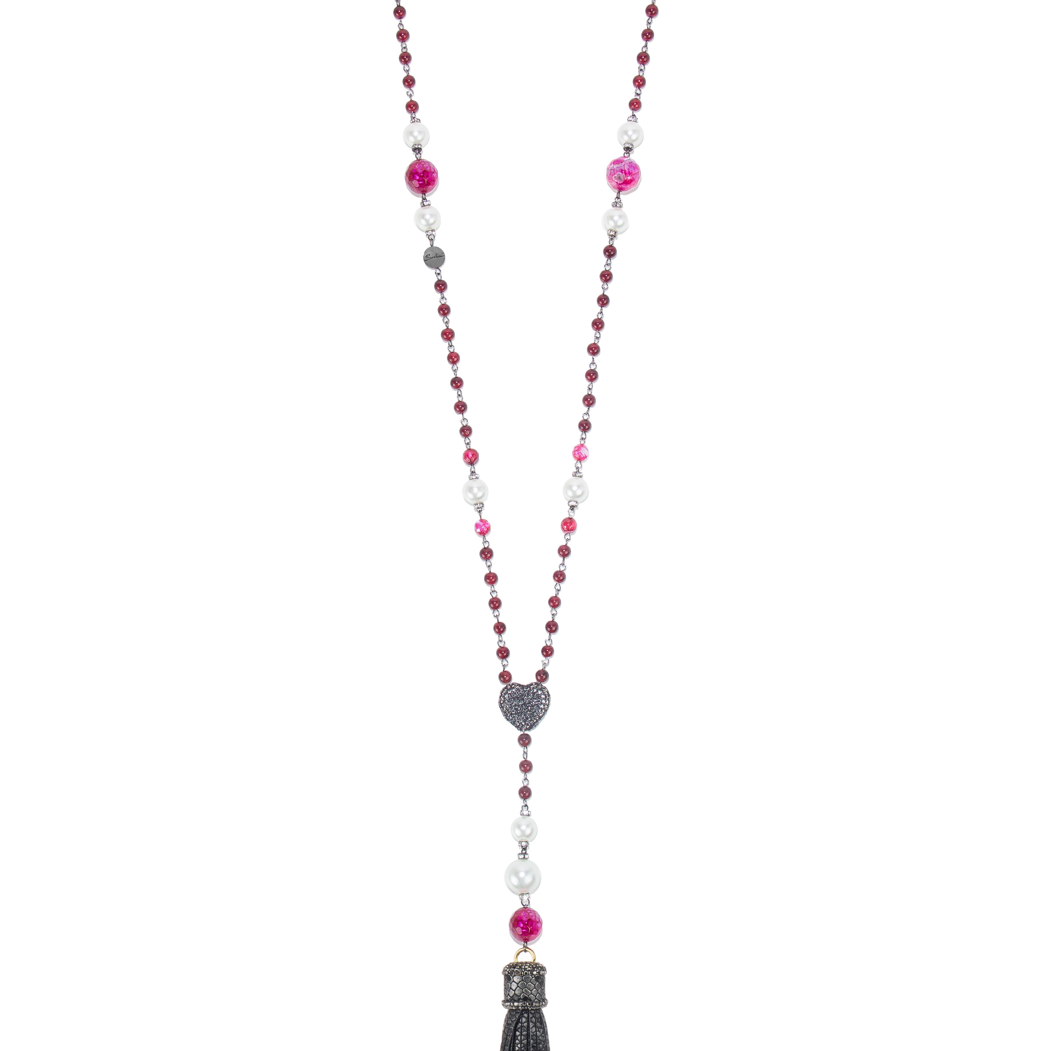 Lunga collana modello a Y Nirvana - Fucsia - Sodini Bijoux